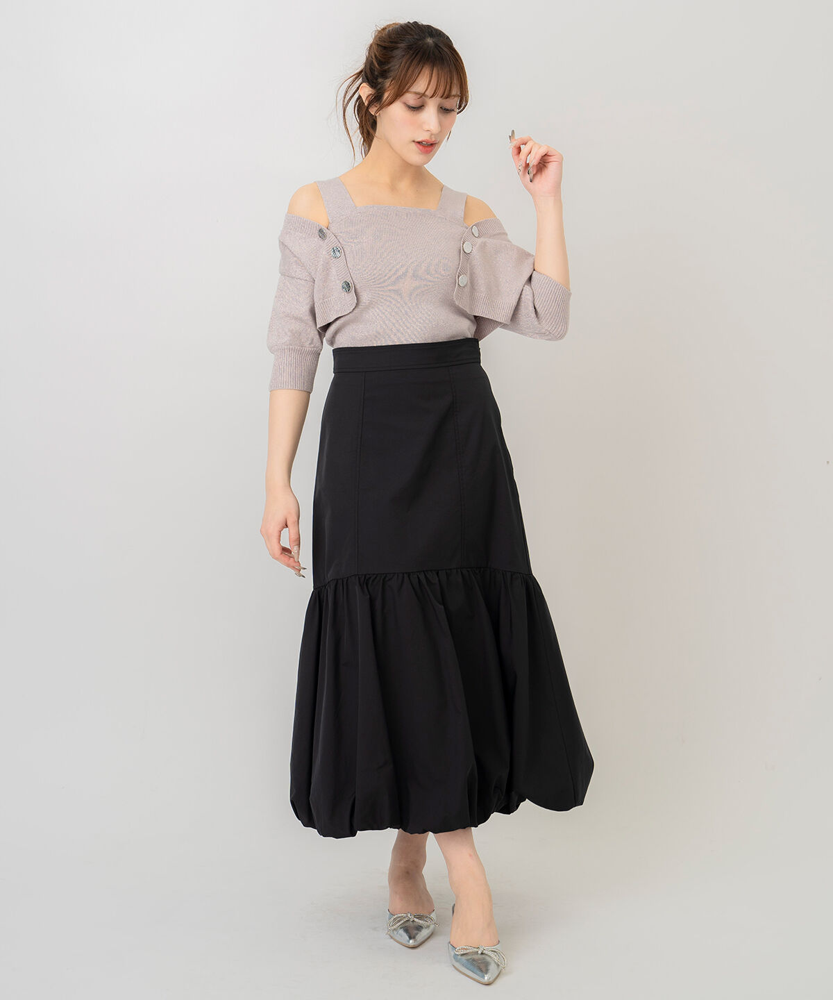 REDYAZEL「ボレロレイヤードデザインラメニット」|カーディガン|