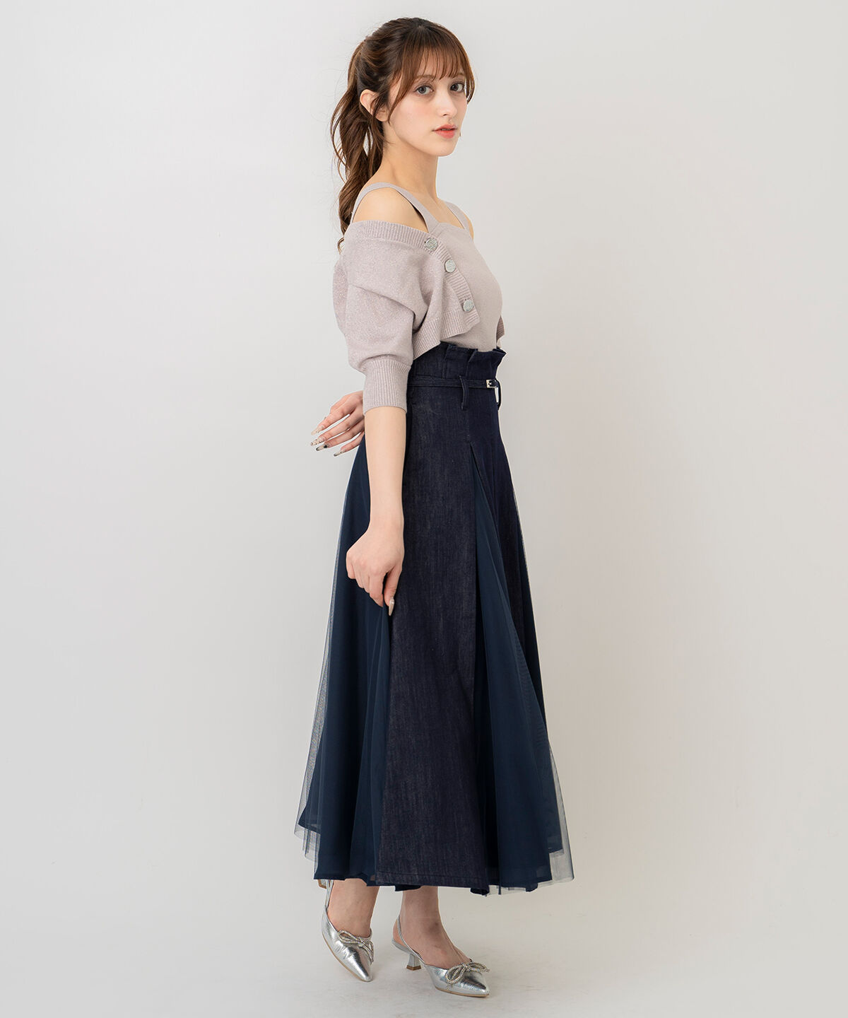 REDYAZEL「ボレロレイヤードデザインラメニット」|カーディガン|