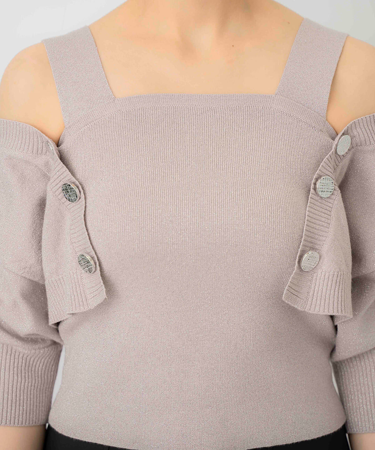 REDYAZEL「ボレロレイヤードデザインラメニット」|カーディガン|