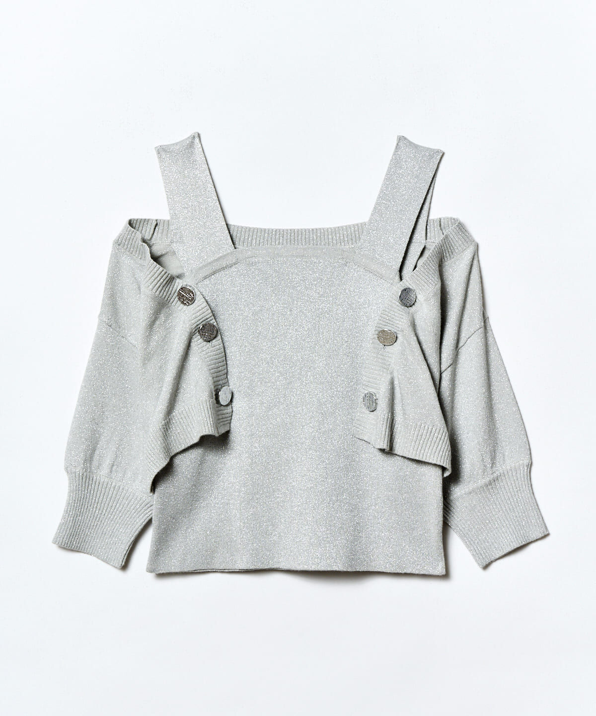 REDYAZEL「ボレロレイヤードデザインラメニット」|カーディガン|