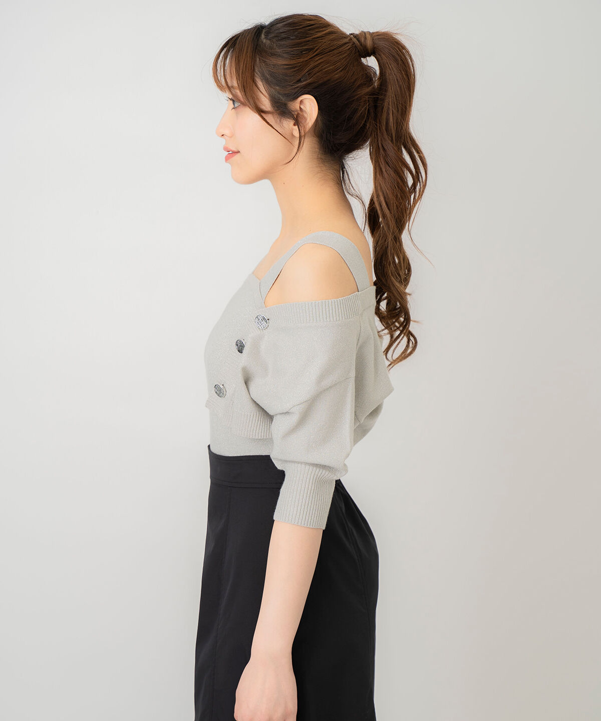 REDYAZEL「ボレロレイヤードデザインラメニット」|カーディガン|