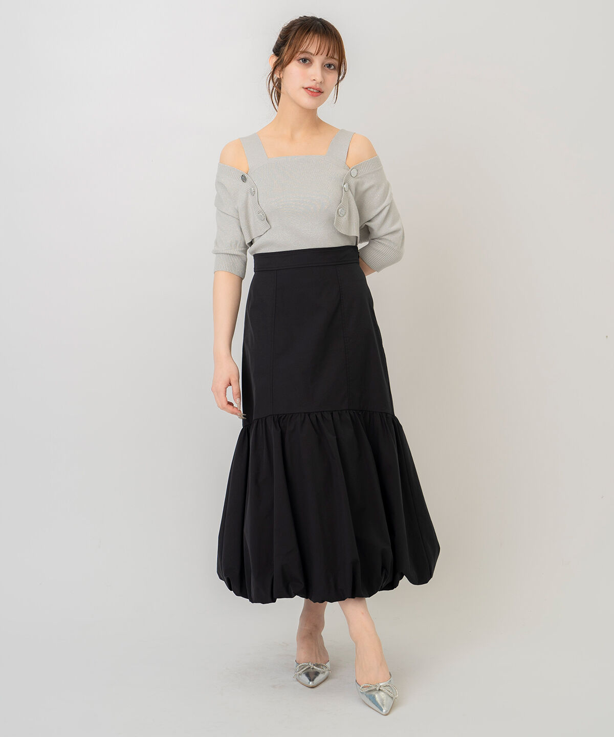 REDYAZEL「ボレロレイヤードデザインラメニット」|カーディガン|