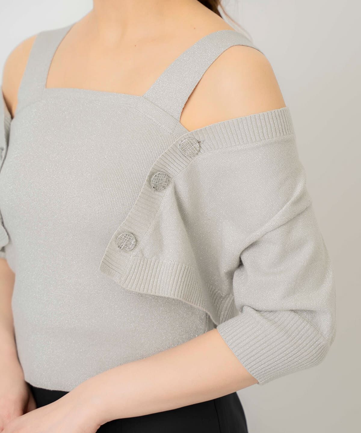 REDYAZEL「ボレロレイヤードデザインラメニット」|カーディガン|