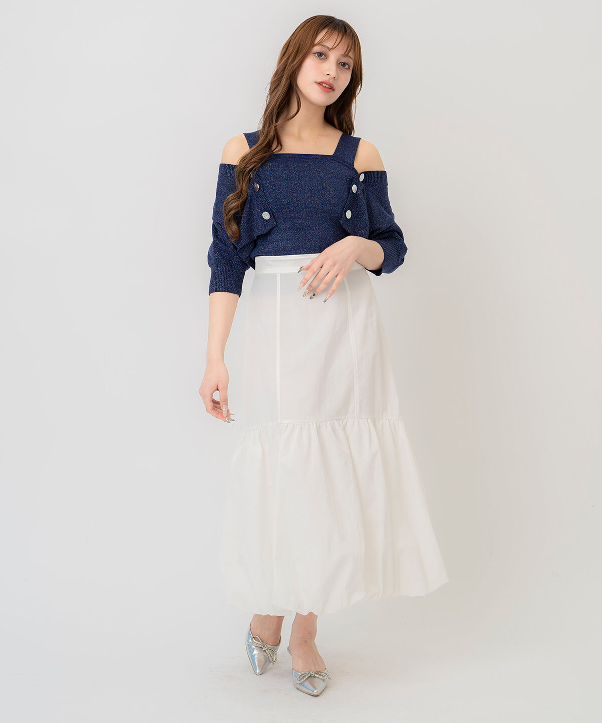 REDYAZEL「ボレロレイヤードデザインラメニット」|カーディガン|