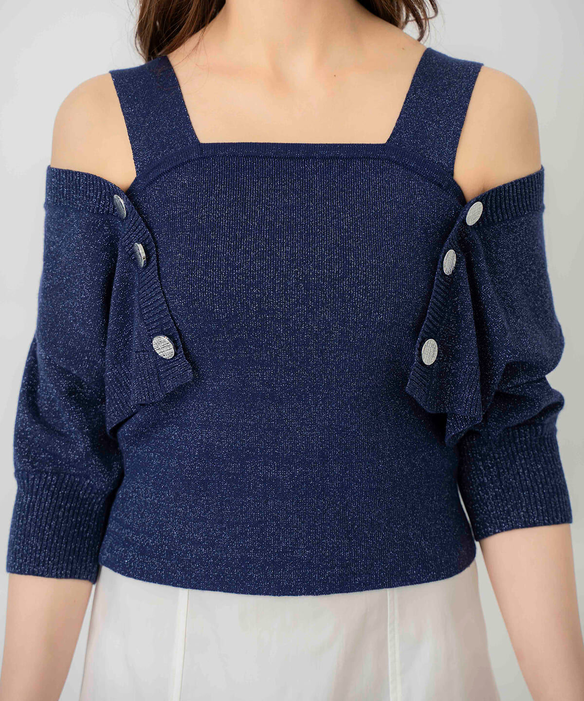 REDYAZEL「ボレロレイヤードデザインラメニット」|カーディガン|