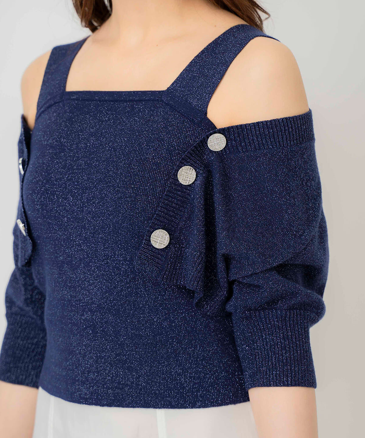 REDYAZEL「ボレロレイヤードデザインラメニット」|カーディガン|