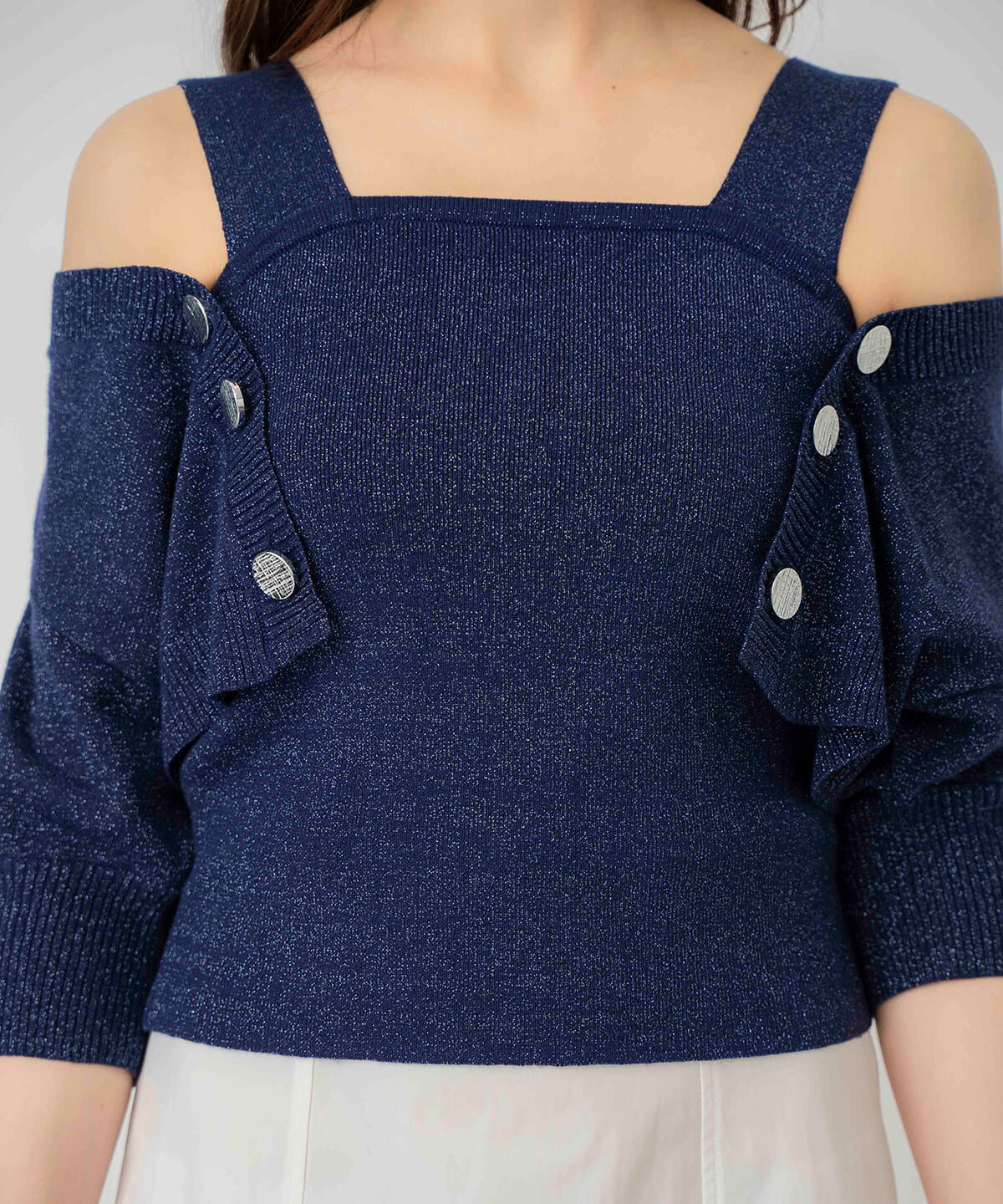 REDYAZEL「ボレロレイヤードデザインラメニット」|カーディガン|