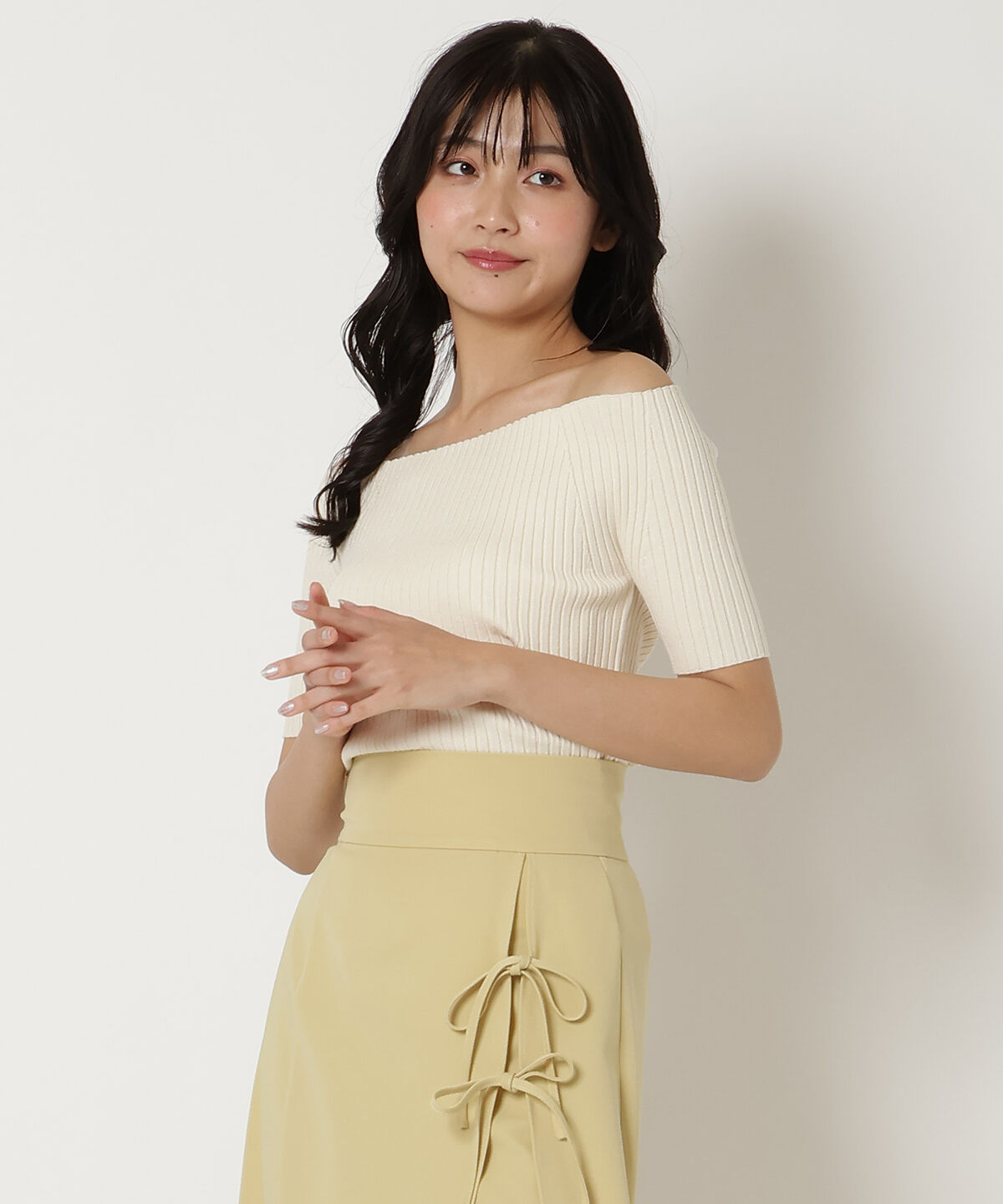 REDYAZEL「半袖リブニット」|ニット・セーター|オフ