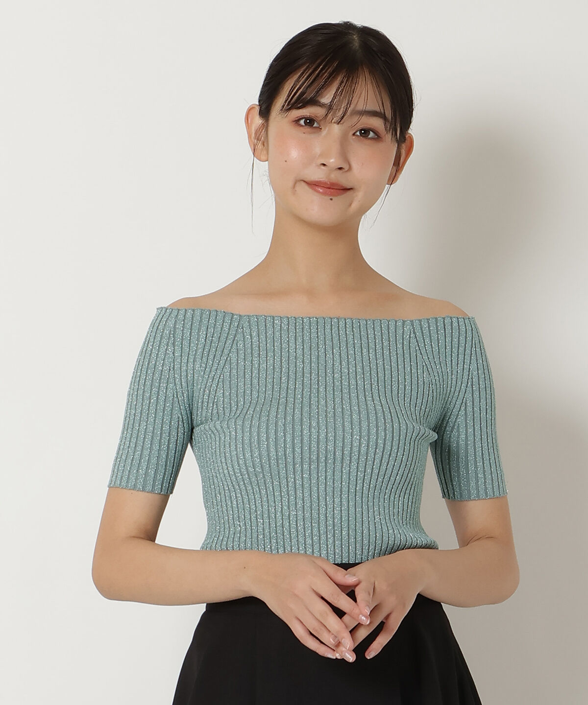 REDYAZEL「半袖リブニット」|ニット・セーター|ミント