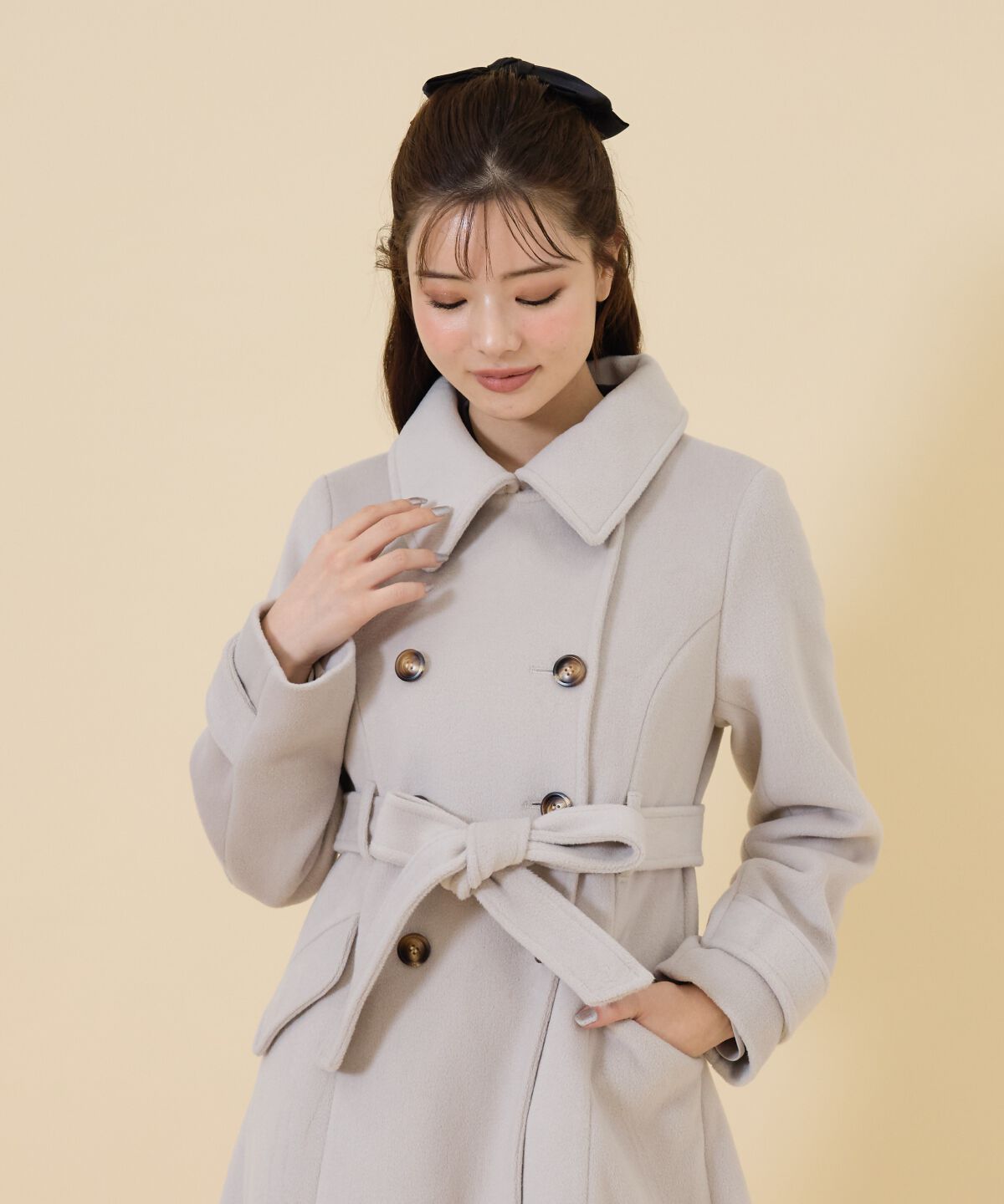 REDYAZEL「ウールライクダブルロングコート」|ステンカラーコート|