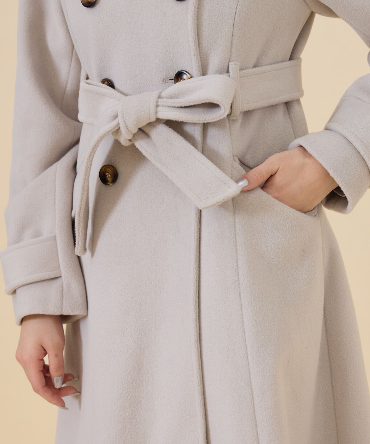 REDYAZEL「ウールライクダブルロングコート」|ステンカラーコート|