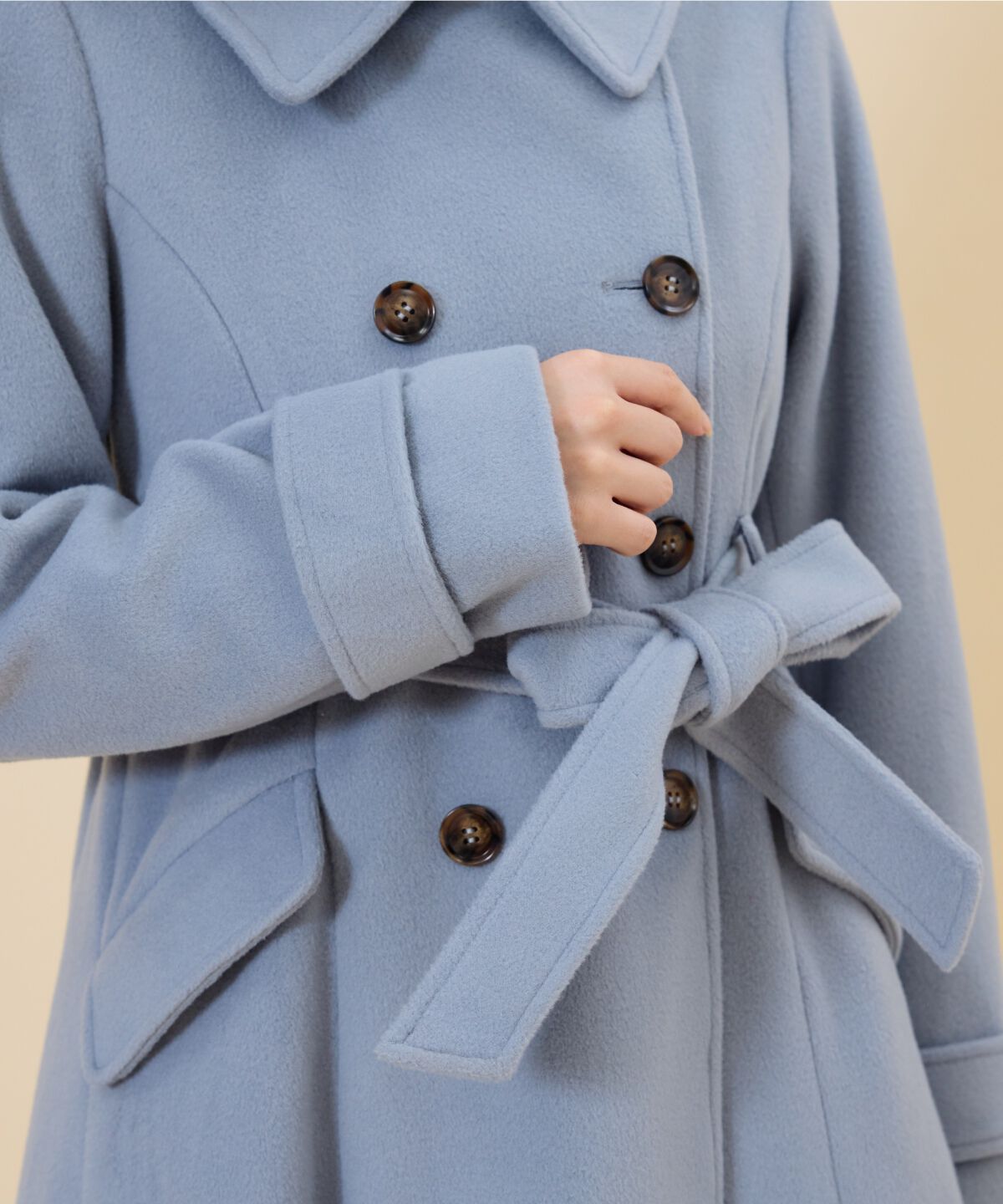 REDYAZEL「ウールライクダブルロングコート」|ステンカラーコート|