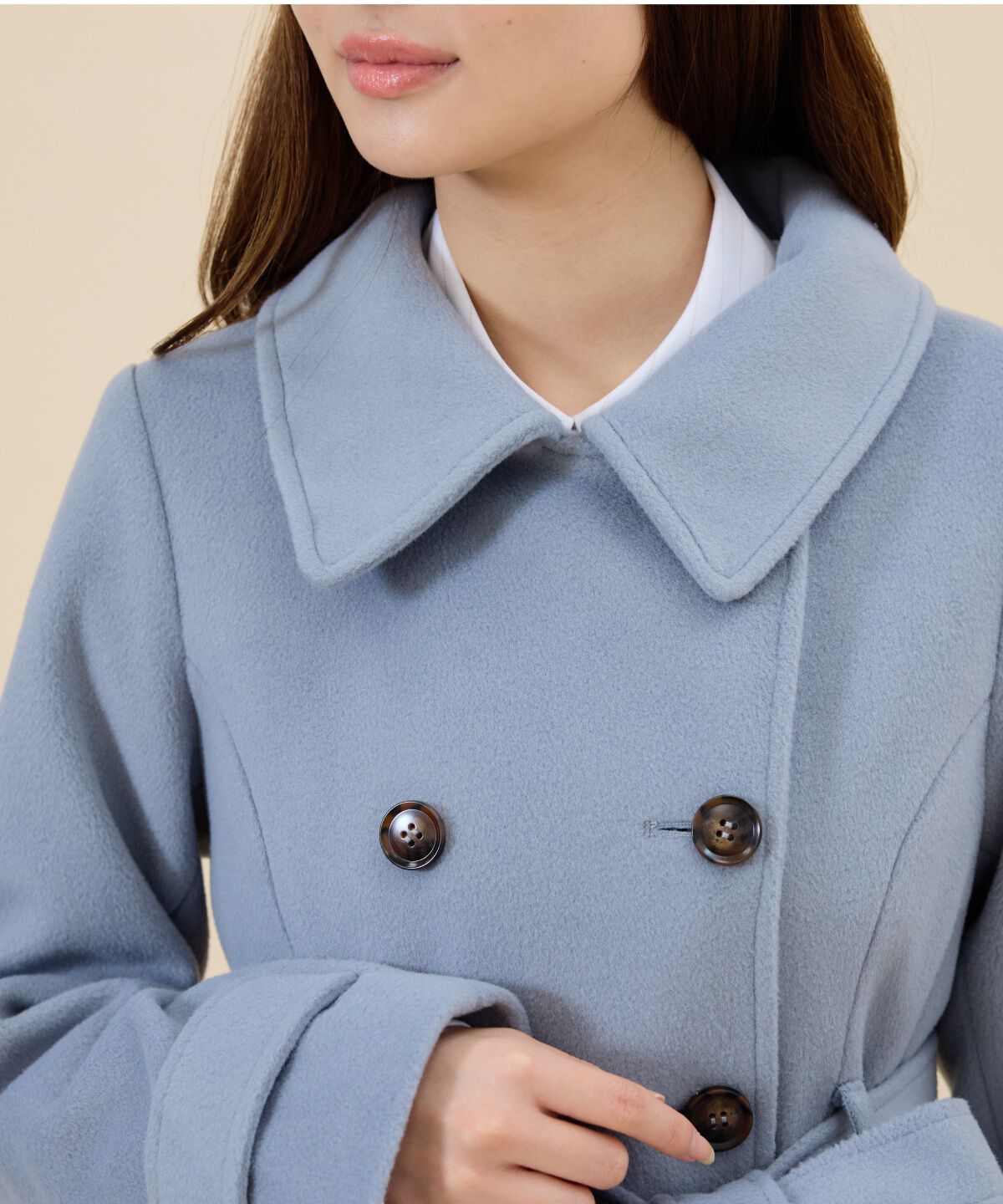 REDYAZEL「ウールライクダブルロングコート」|ステンカラーコート|