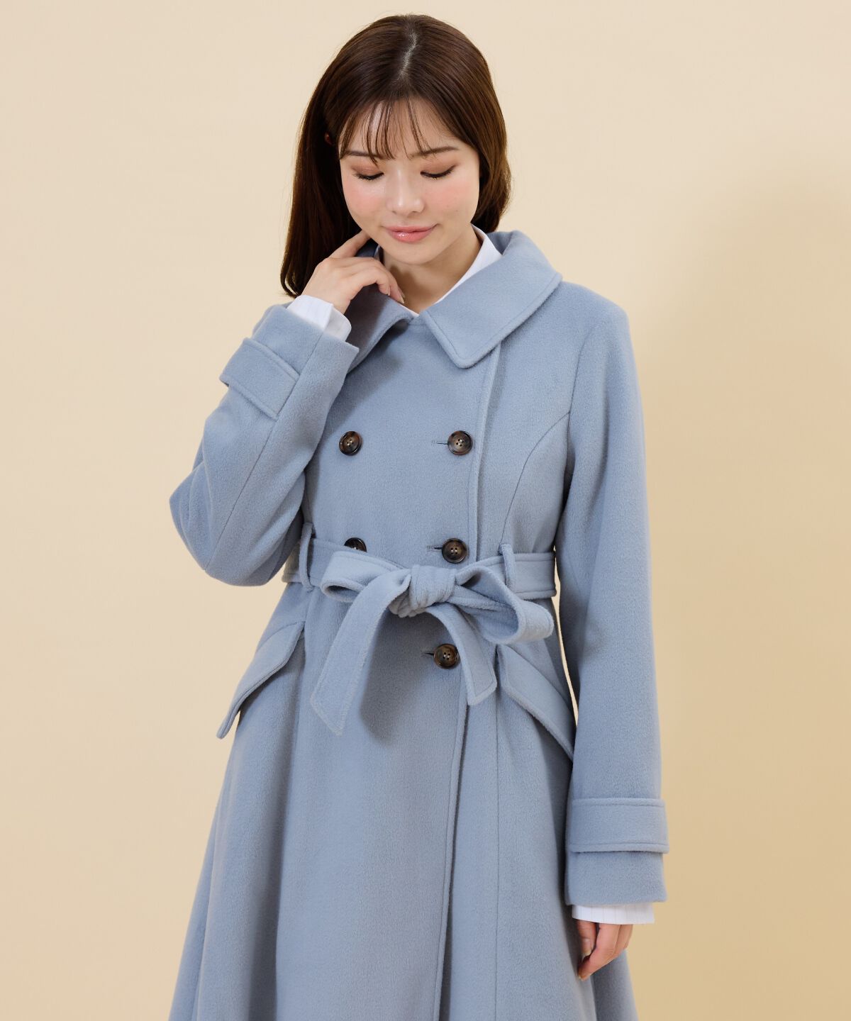 REDYAZEL「ウールライクダブルロングコート」|ステンカラーコート|