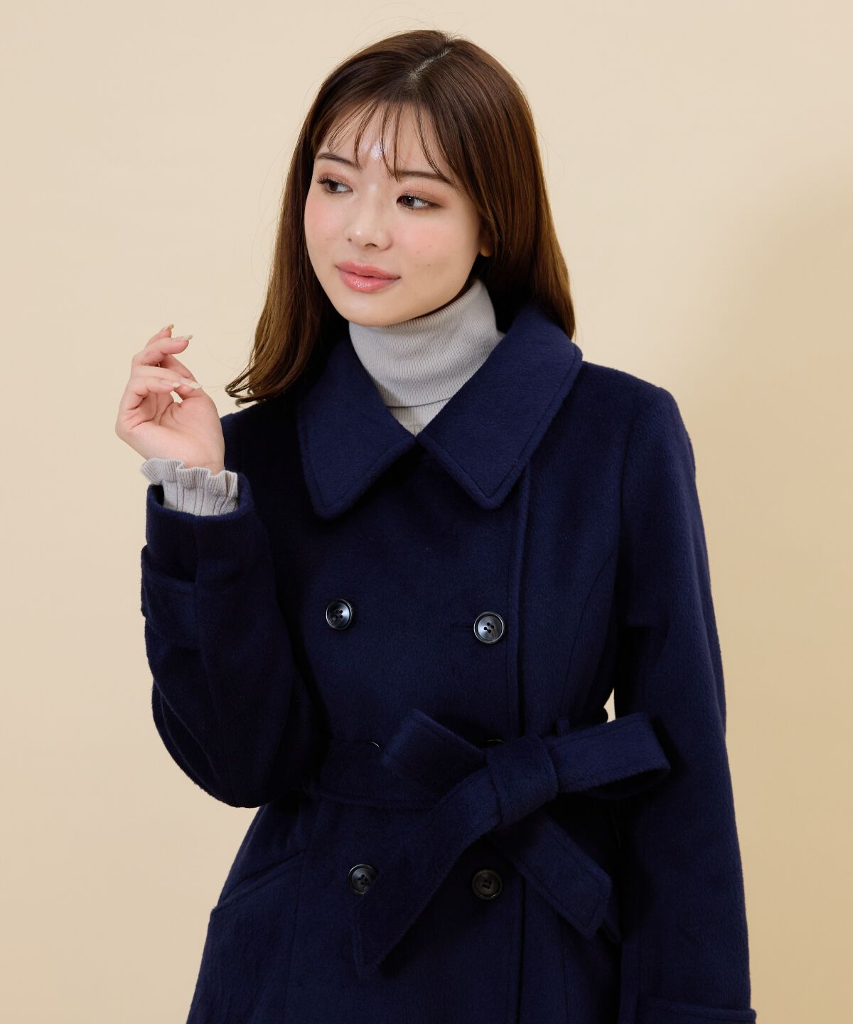REDYAZEL「ウールライクダブルロングコート」|ステンカラーコート|