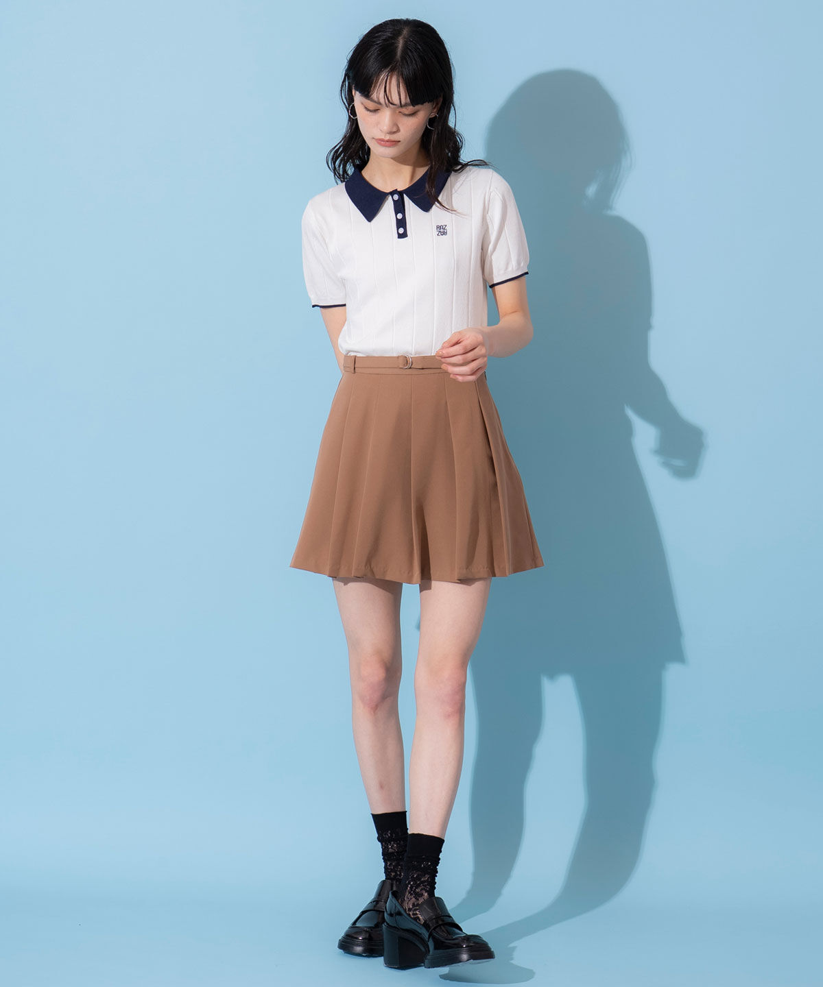 REDYAZEL「バイカラーポロサマーニットトップス」|ニット・セーター|