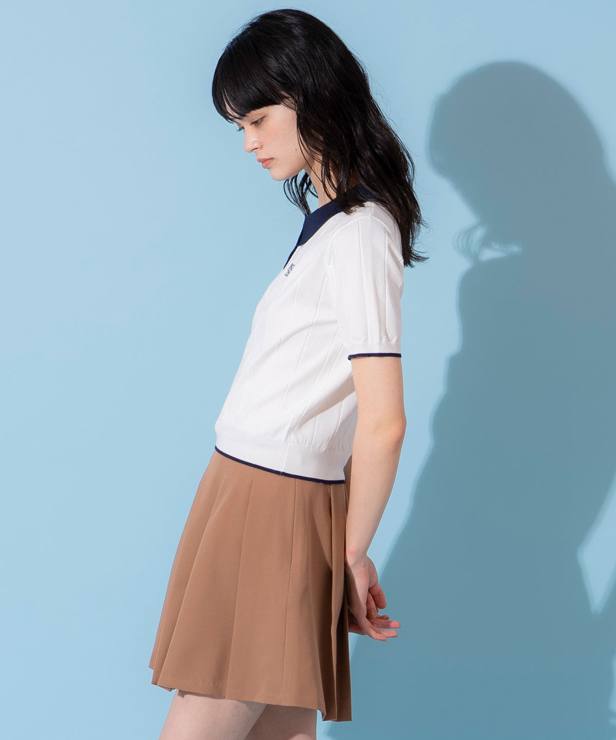 REDYAZEL「バイカラーポロサマーニットトップス」|ニット・セーター|