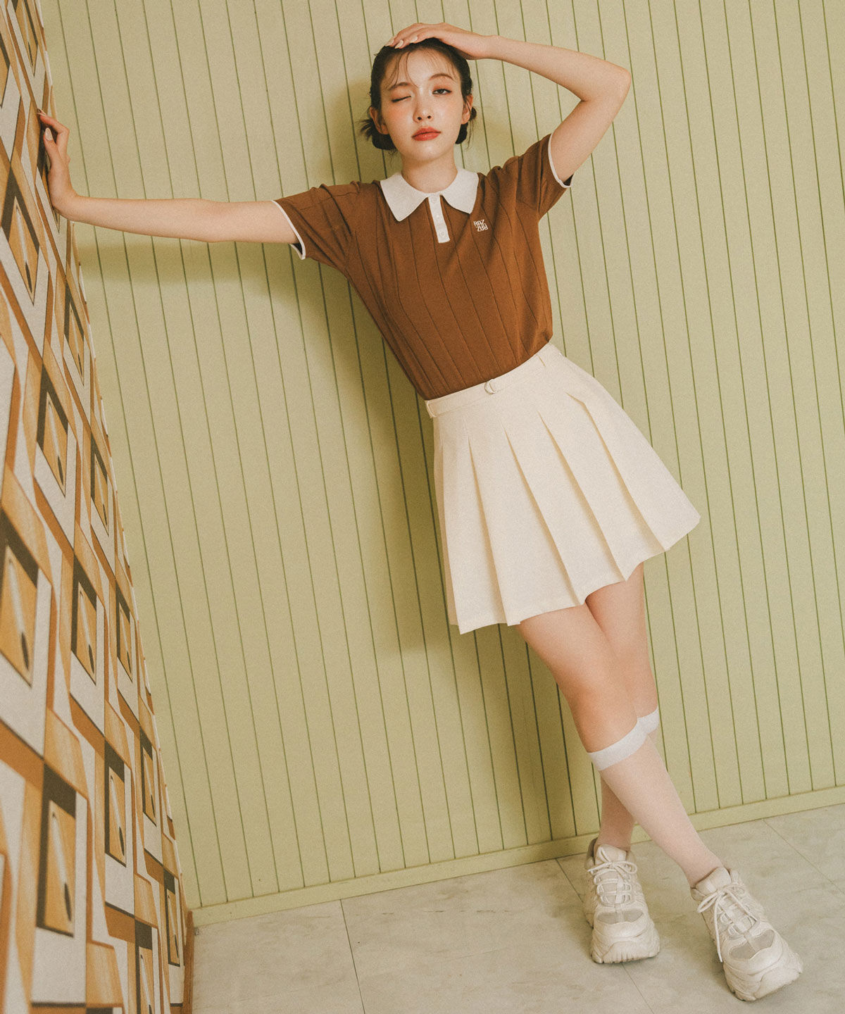 REDYAZEL「バイカラーポロサマーニットトップス」|ニット・セーター|