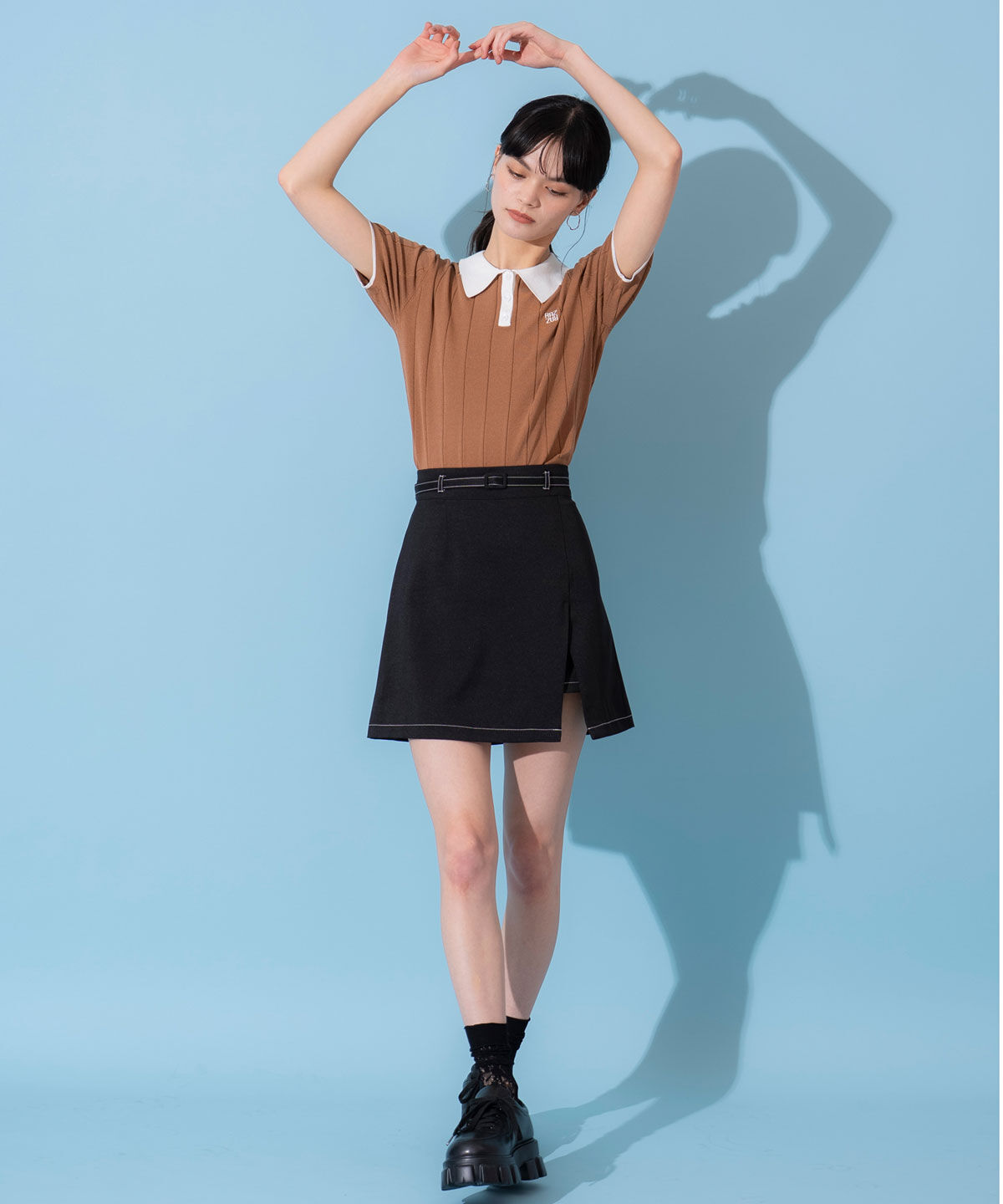 REDYAZEL「バイカラーポロサマーニットトップス」|ニット・セーター|