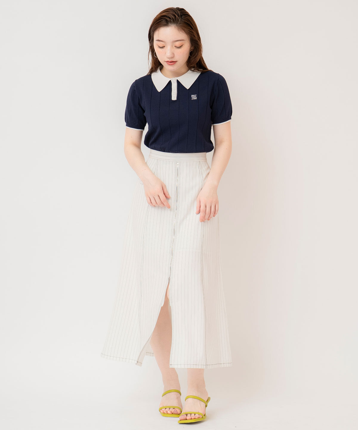 REDYAZEL「バイカラーポロサマーニットトップス」|ニット・セーター|