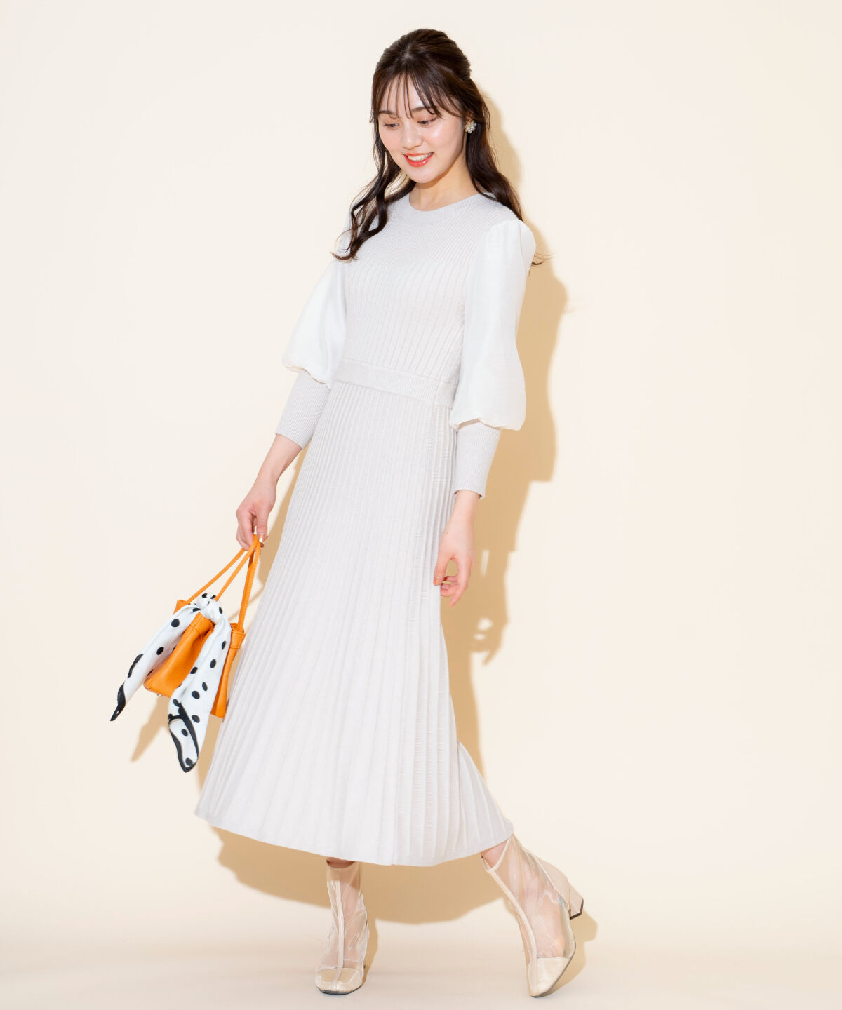 WILLSELECTION「袖オーガンジーニットワンピース」|ワンピース|