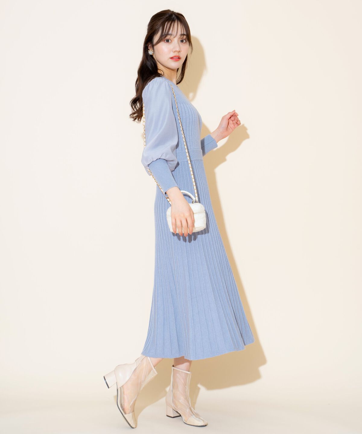 WILLSELECTION「袖オーガンジーニットワンピース」|ワンピース|