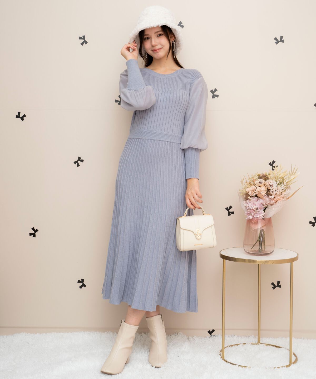 WILLSELECTION「袖オーガンジーニットワンピース」|ワンピース|