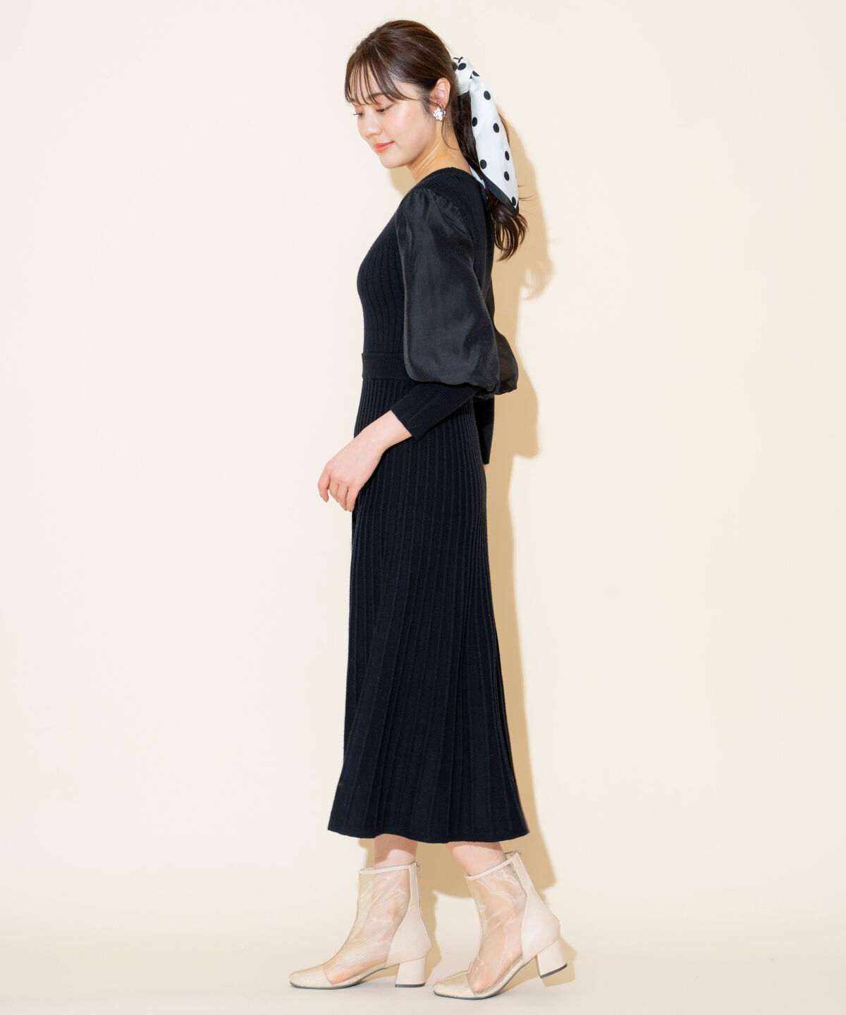 WILLSELECTION「袖オーガンジーニットワンピース」|ワンピース|