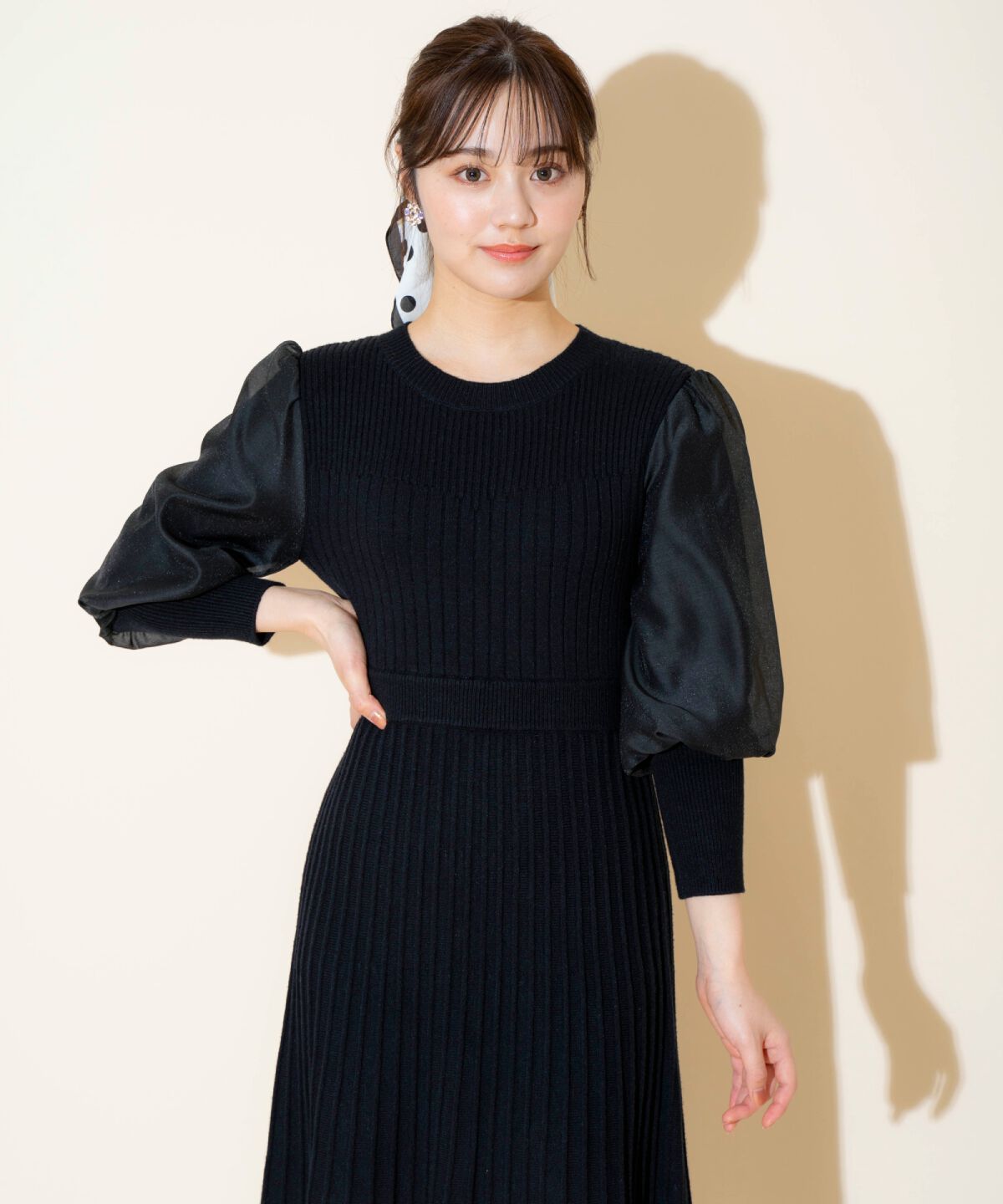 WILLSELECTION「袖オーガンジーニットワンピース」|ワンピース|