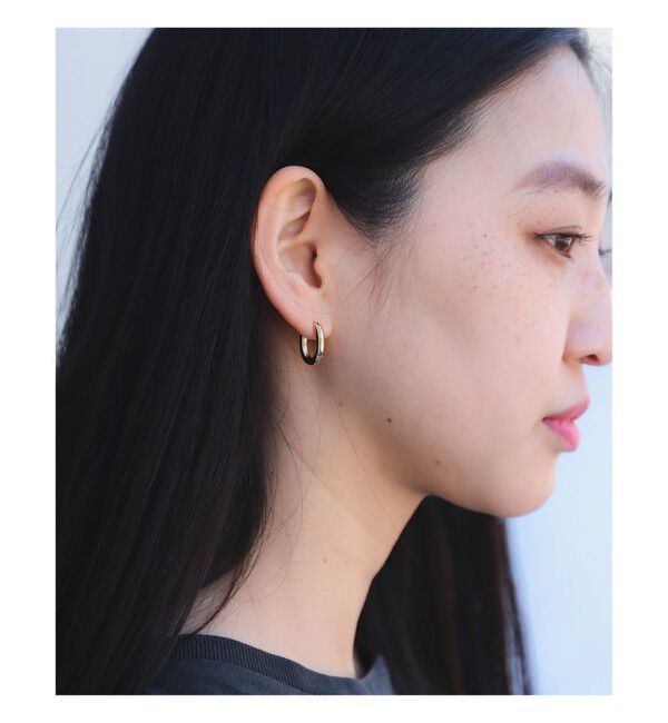 Ray BEAMS 「Ray BEAMS / ナカオレ オーバル フープ ピアス」|ピアス|