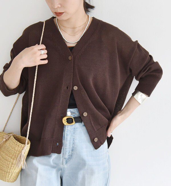 quaranciel「quaranciel:〈手洗い可能〉バルキー Vネック ニット カーディガン」|カーディガン|ブラウン