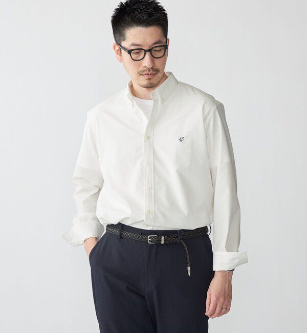 SHIPS「【WEB限定】SHIPS: SOLOTEX(R) DRY ワンポイントロゴ シアサッカー ボタンダウンシャツ」|シャツ・ブラウス|ホワイト