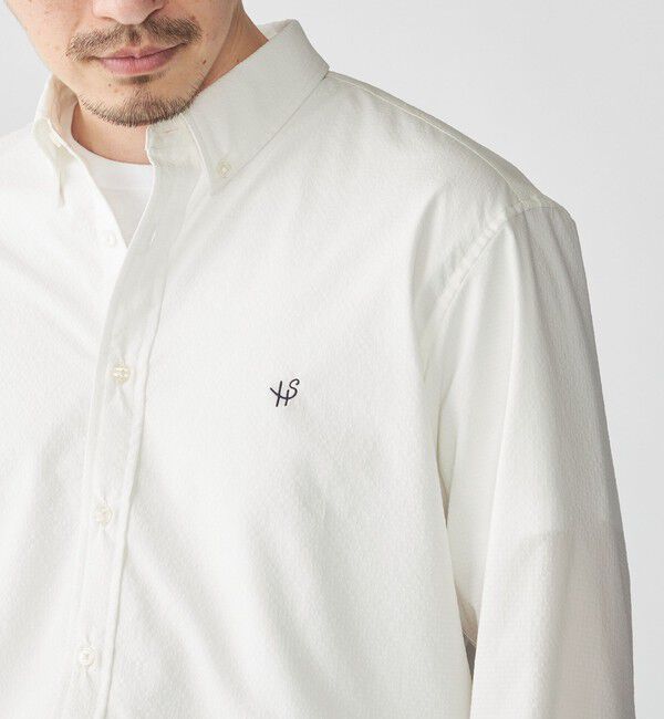 SHIPS「【WEB限定】SHIPS: SOLOTEX(R) DRY ワンポイントロゴ シアサッカー ボタンダウンシャツ」|シャツ・ブラウス|