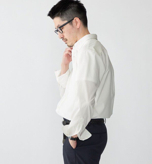 SHIPS「【WEB限定】SHIPS: SOLOTEX(R) DRY ワンポイントロゴ シアサッカー ボタンダウンシャツ」|シャツ・ブラウス|