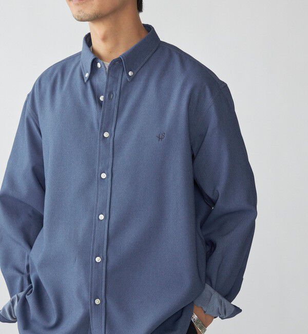 SHIPS「【WEB限定】SHIPS: ワンポイント ロゴ ライト デニムライク ツイル ボタンダウン シャツ」|シャツ・ブラウス|ライトブルー