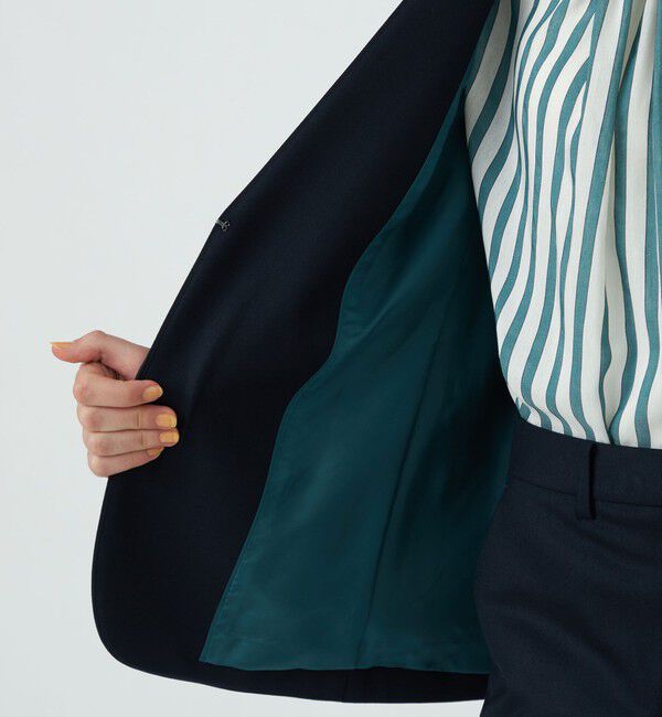 TOMORROWLAND collection「スーパーファインサキソニー ノーカラーフロントホックジャケット」|ノーカラージャケット|