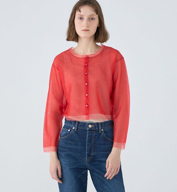 MACPHEE「シアーレイヤー クルーネックカーディガン」|カーディガン|