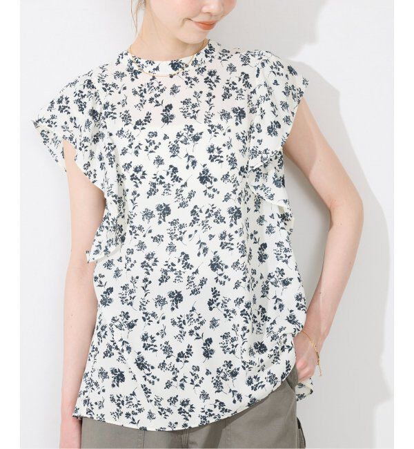 SLOBE IENA「《WEB限定/追加》フレンチフリルスリーブフラワーブラウス」|シャツ・ブラウス|