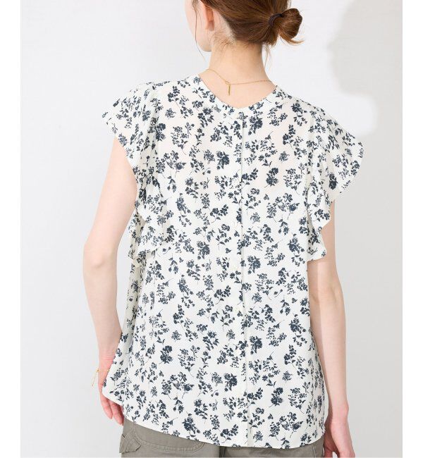 SLOBE IENA「《WEB限定/追加》フレンチフリルスリーブフラワーブラウス」|シャツ・ブラウス|