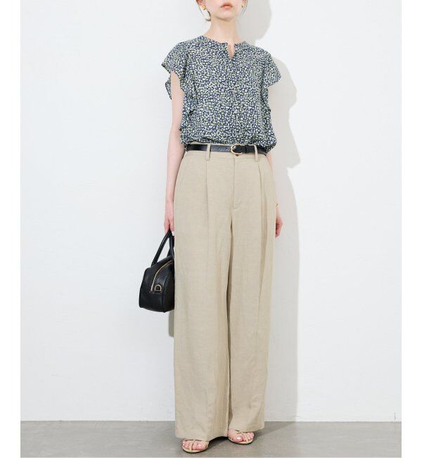 SLOBE IENA「《WEB限定/追加》フレンチフリルスリーブフラワーブラウス」|シャツ・ブラウス|