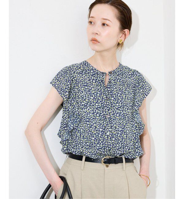 SLOBE IENA「《WEB限定/追加》フレンチフリルスリーブフラワーブラウス」|シャツ・ブラウス|