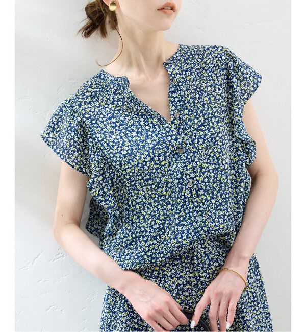 SLOBE IENA「《WEB限定/追加》フレンチフリルスリーブフラワーブラウス」|シャツ・ブラウス|