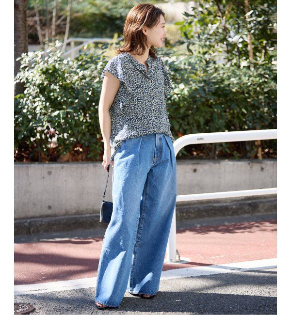 SLOBE IENA「《WEB限定/追加》フレンチフリルスリーブフラワーブラウス」|シャツ・ブラウス|