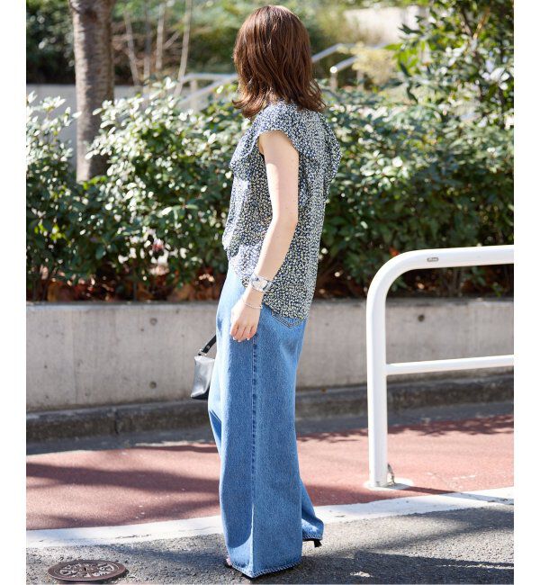 SLOBE IENA「《WEB限定/追加》フレンチフリルスリーブフラワーブラウス」|シャツ・ブラウス|