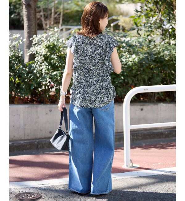 SLOBE IENA「《WEB限定/追加》フレンチフリルスリーブフラワーブラウス」|シャツ・ブラウス|