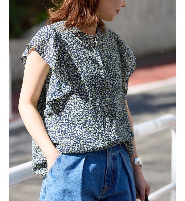 SLOBE IENA「《WEB限定/追加》フレンチフリルスリーブフラワーブラウス」|シャツ・ブラウス|