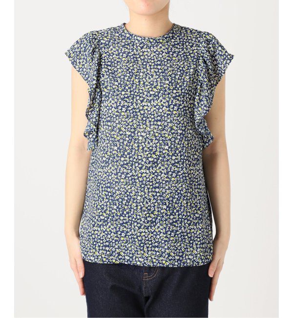 SLOBE IENA「《WEB限定/追加》フレンチフリルスリーブフラワーブラウス」|シャツ・ブラウス|