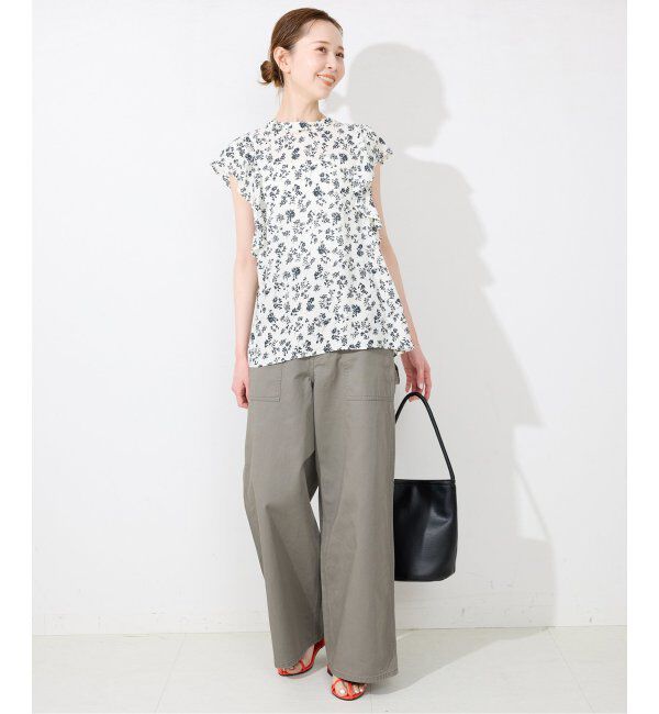 SLOBE IENA「《WEB限定/追加》フレンチフリルスリーブフラワーブラウス」|シャツ・ブラウス|