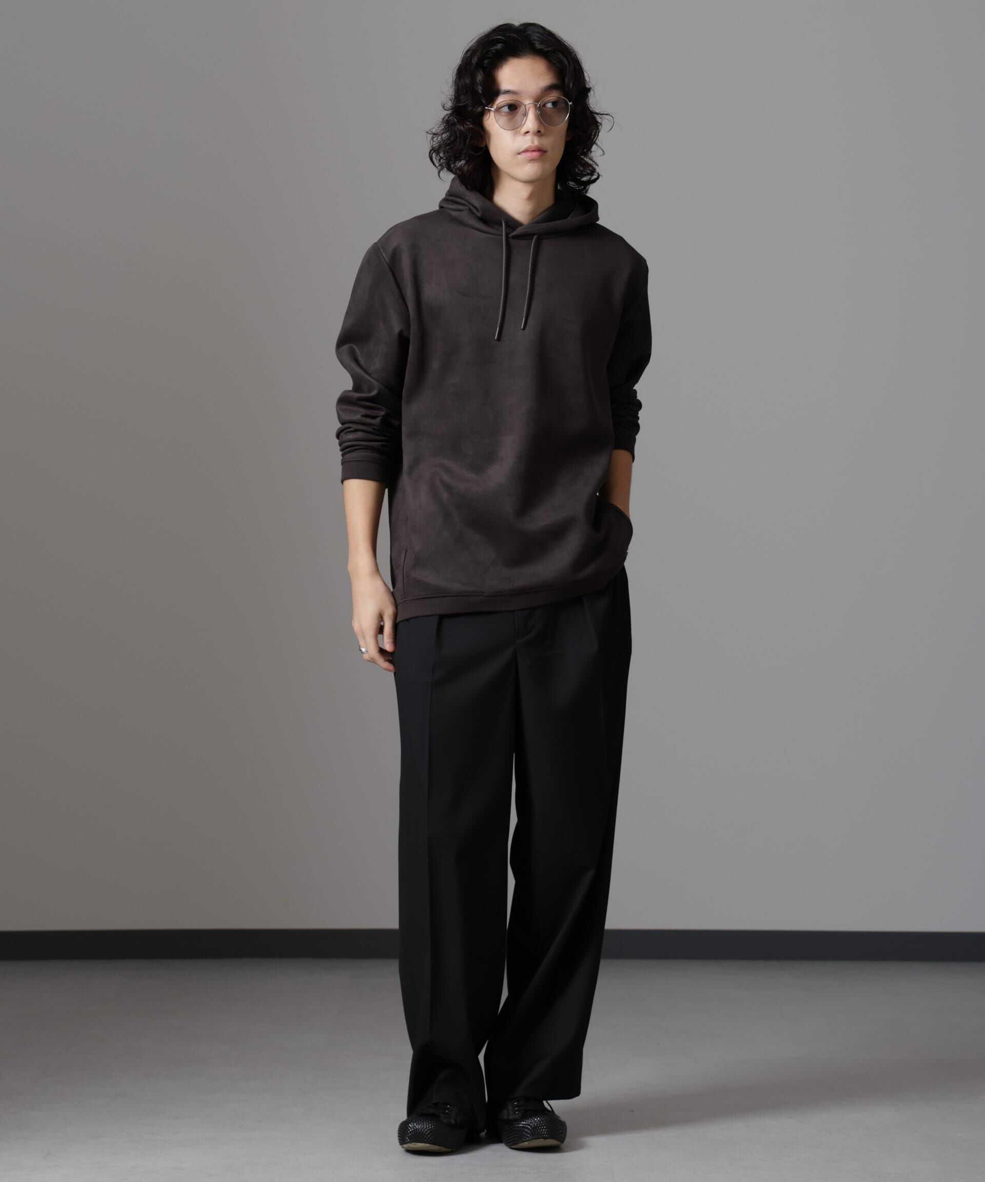 nano･universe「フェイクスエードフーディー 長袖」|Tシャツ・カットソー|チャコール3