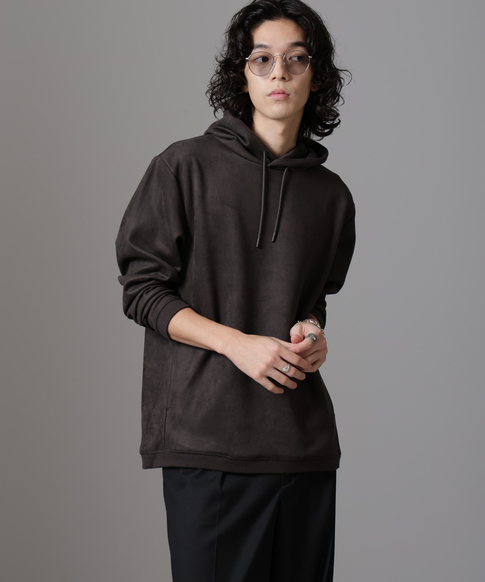 nano･universe「フェイクスエードフーディー 長袖」|Tシャツ・カットソー|